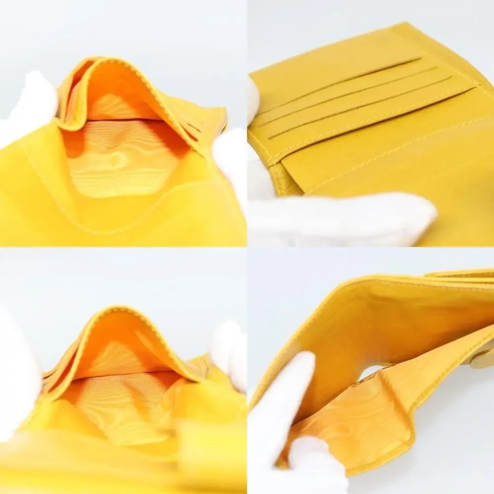 Chanel Caviar CC Logo Bifold Wallet Yellow